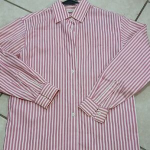 TALBOTS Womens Size 4 Pink Stripped Button Down Dress Shirt